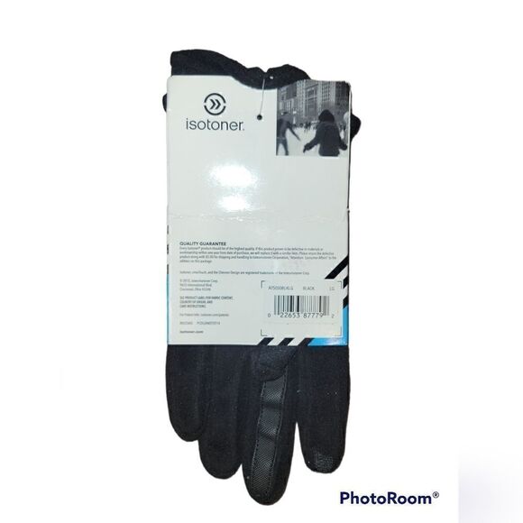 NWT Men's Isotoner Black Smart Touch Winter Gloves Large - Picture 2 of 8